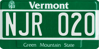 VT license plate NJR020
