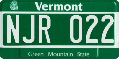 VT license plate NJR022