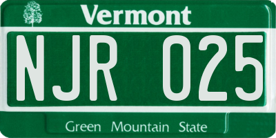 VT license plate NJR025