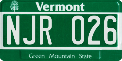 VT license plate NJR026