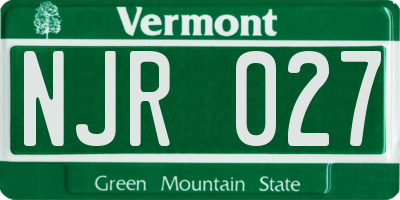 VT license plate NJR027