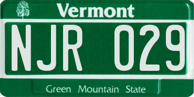 VT license plate NJR029