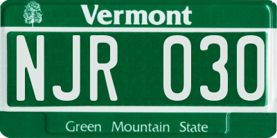 VT license plate NJR030