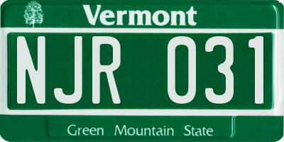 VT license plate NJR031