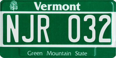 VT license plate NJR032