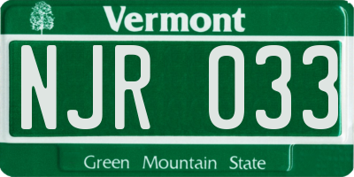 VT license plate NJR033