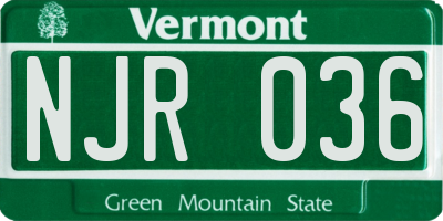 VT license plate NJR036
