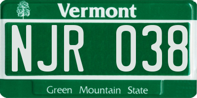 VT license plate NJR038