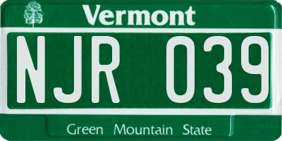 VT license plate NJR039