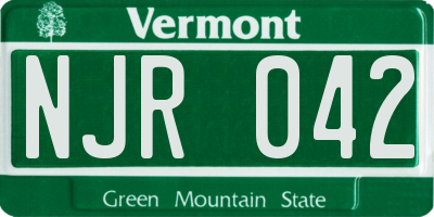 VT license plate NJR042