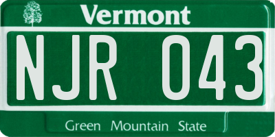 VT license plate NJR043