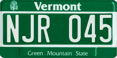 VT license plate NJR045