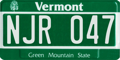 VT license plate NJR047