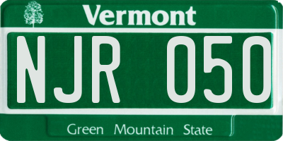VT license plate NJR050