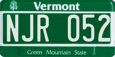 VT license plate NJR052