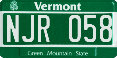 VT license plate NJR058