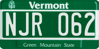 VT license plate NJR062