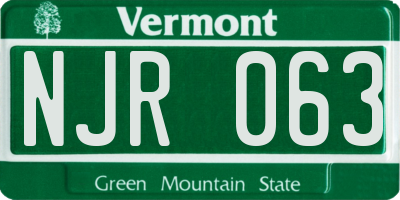 VT license plate NJR063
