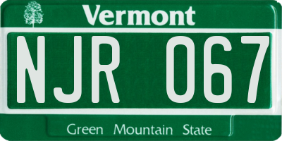 VT license plate NJR067