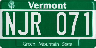 VT license plate NJR071