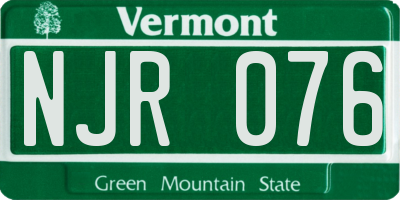 VT license plate NJR076