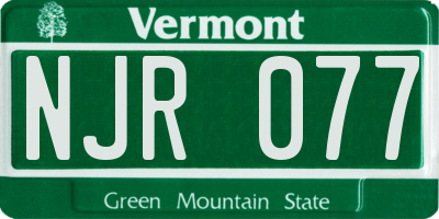 VT license plate NJR077
