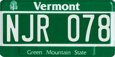 VT license plate NJR078