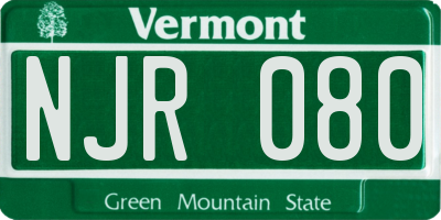 VT license plate NJR080