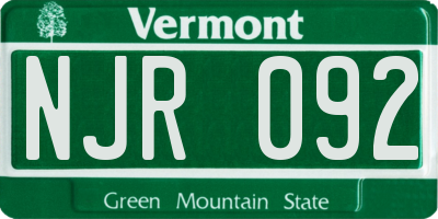 VT license plate NJR092