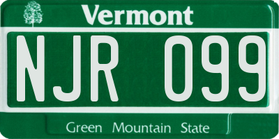 VT license plate NJR099