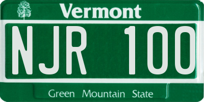 VT license plate NJR100