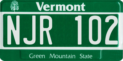 VT license plate NJR102