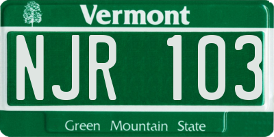 VT license plate NJR103