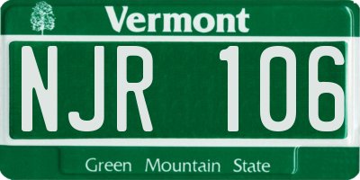 VT license plate NJR106