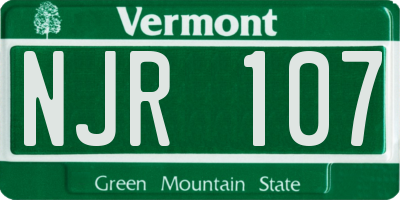 VT license plate NJR107