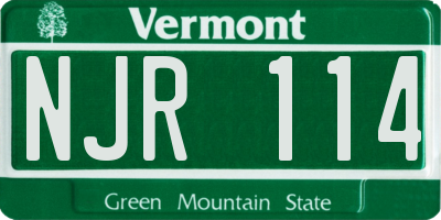 VT license plate NJR114
