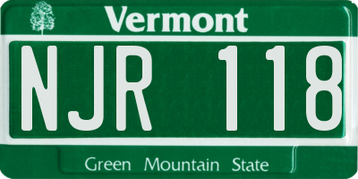 VT license plate NJR118