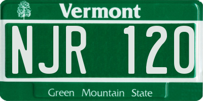 VT license plate NJR120