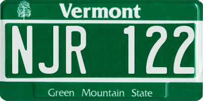 VT license plate NJR122