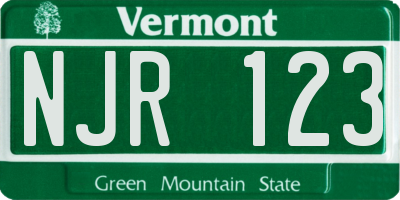 VT license plate NJR123
