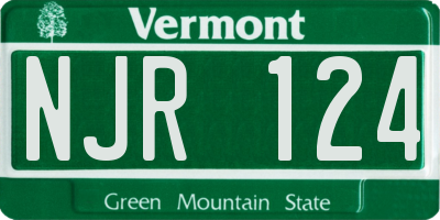 VT license plate NJR124
