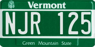 VT license plate NJR125