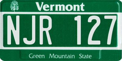 VT license plate NJR127