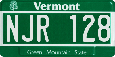 VT license plate NJR128