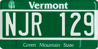 VT license plate NJR129