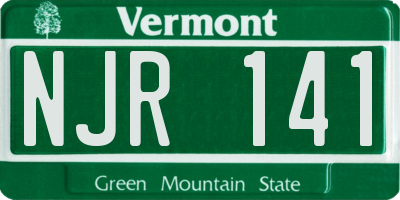 VT license plate NJR141