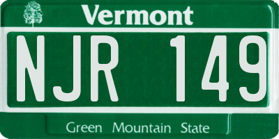 VT license plate NJR149