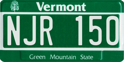 VT license plate NJR150