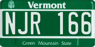VT license plate NJR166