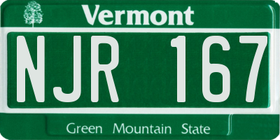 VT license plate NJR167